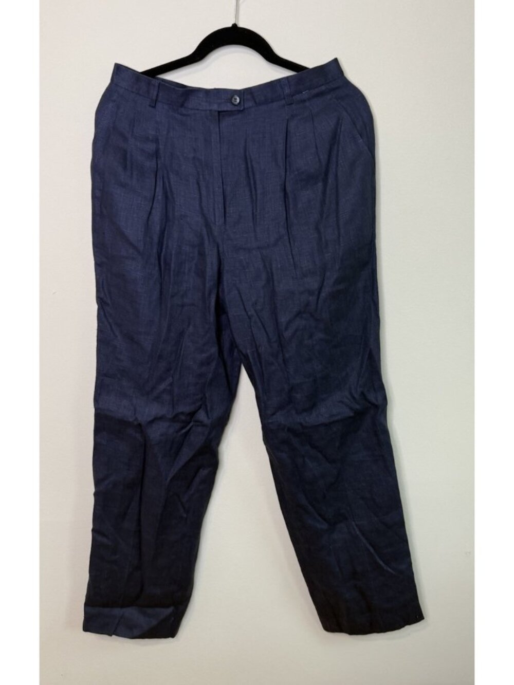 Deadstock vintage 90s Linen Pants Pleated Gauzy Navy Blue Coastal